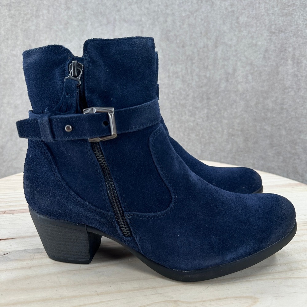 NEW Earth Origins Tori Navy Blue Suede Ankle Boots 9.5 Tassel Booties Block Heel - Picture 6 of 12